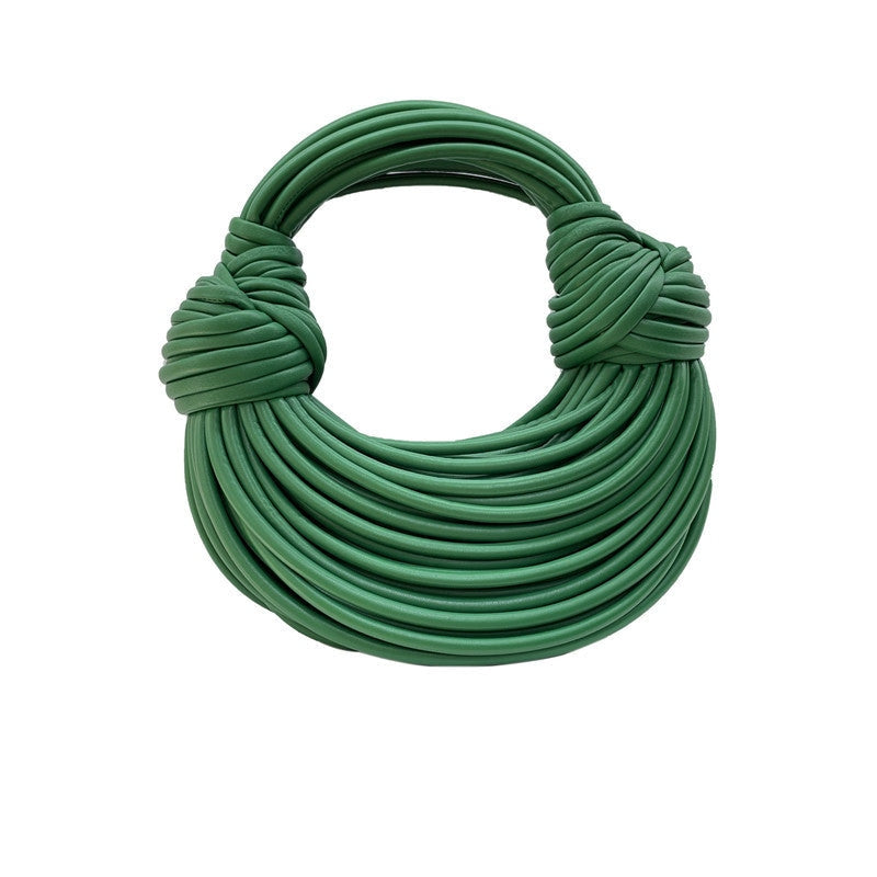 Womens Mini Hand Woven PU Leather Double Knot Bags