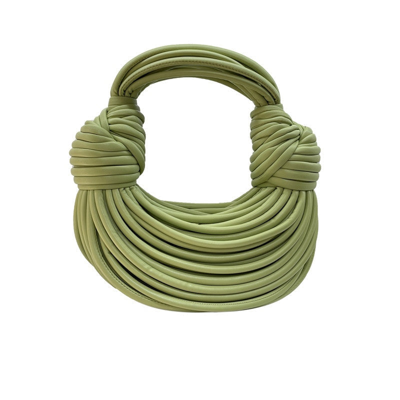 Womens Mini Hand Woven PU Leather Double Knot Bags