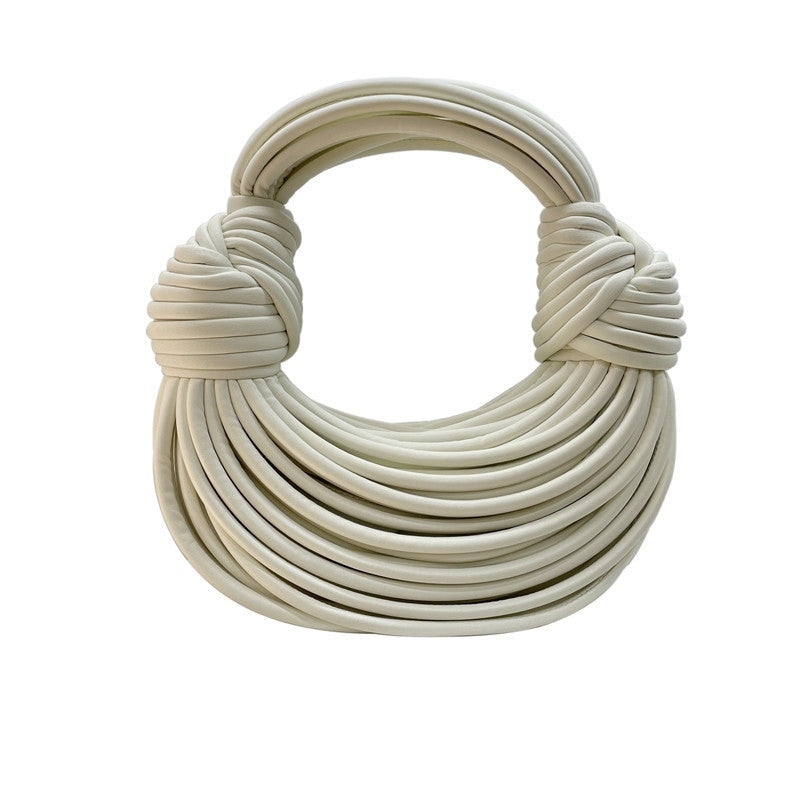Womens Mini Hand Woven PU Leather Double Knot Bags