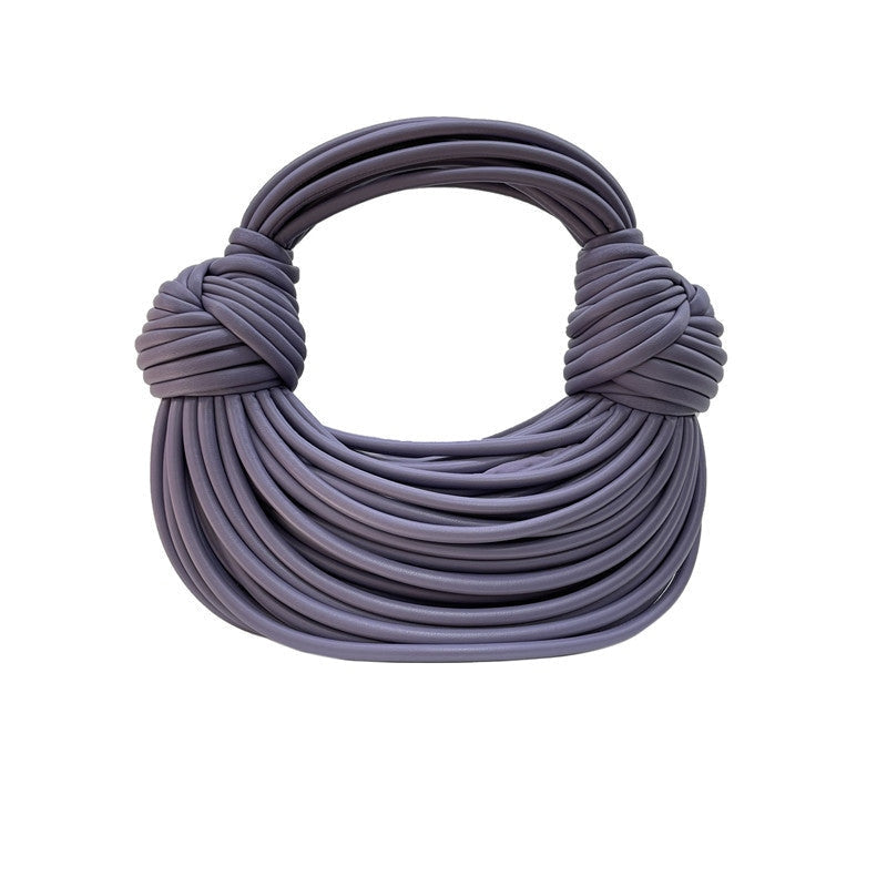 Womens Mini Hand Woven PU Leather Double Knot Bags