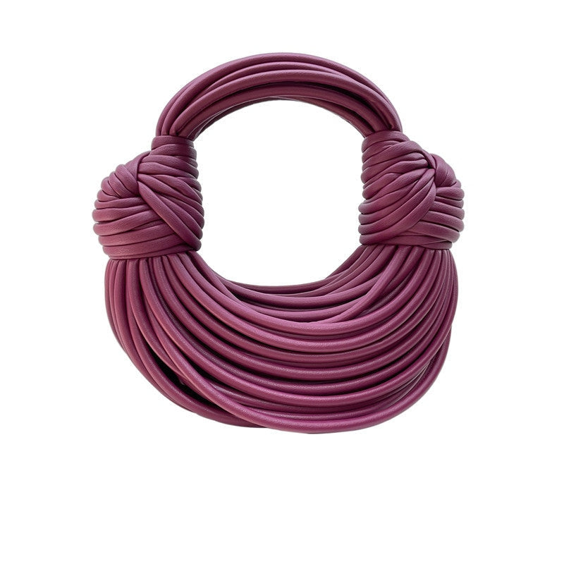 Womens Mini Hand Woven PU Leather Double Knot Bags