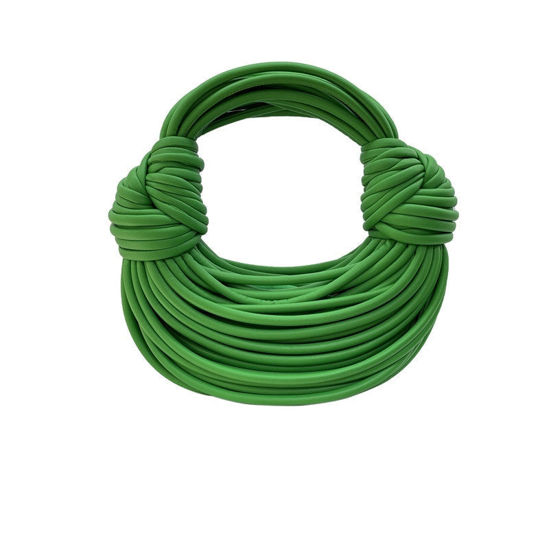 Womens Mini Hand Woven PU Leather Double Knot Bags