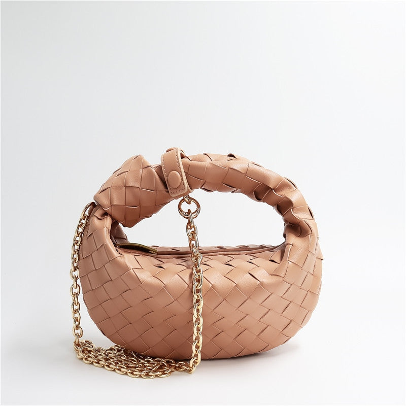 Womens Mini Woven Leather Knot Bags