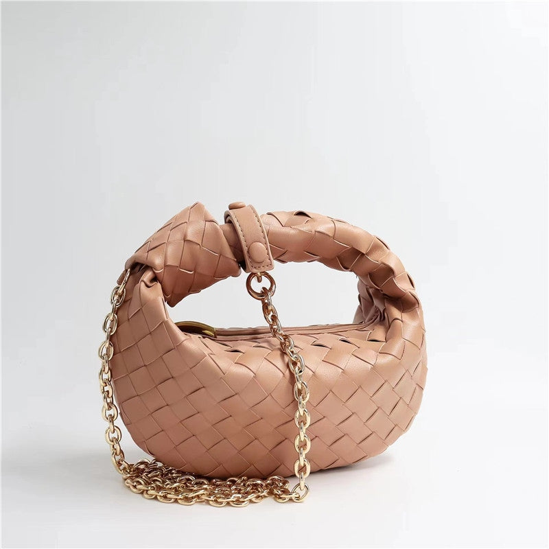 Womens Mini Woven Leather Knot Bags