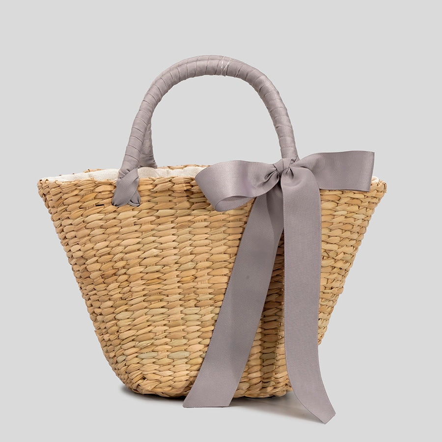 Womens Raffia Straw Basket Top Handle Bag