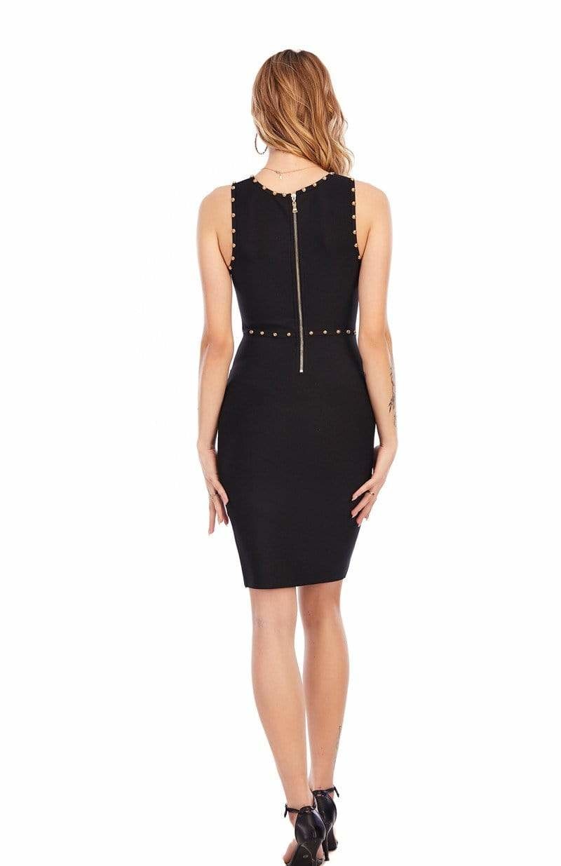 Women’s Sexy High Waist Hollow Out studded Dress Bodycon Celebrity Club Party Vestidos