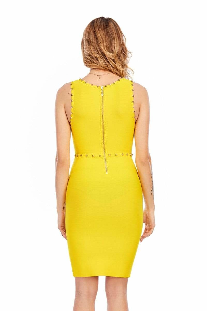 Women’s Sexy High Waist Hollow Out studded Dress Bodycon Celebrity Club Party Vestidos