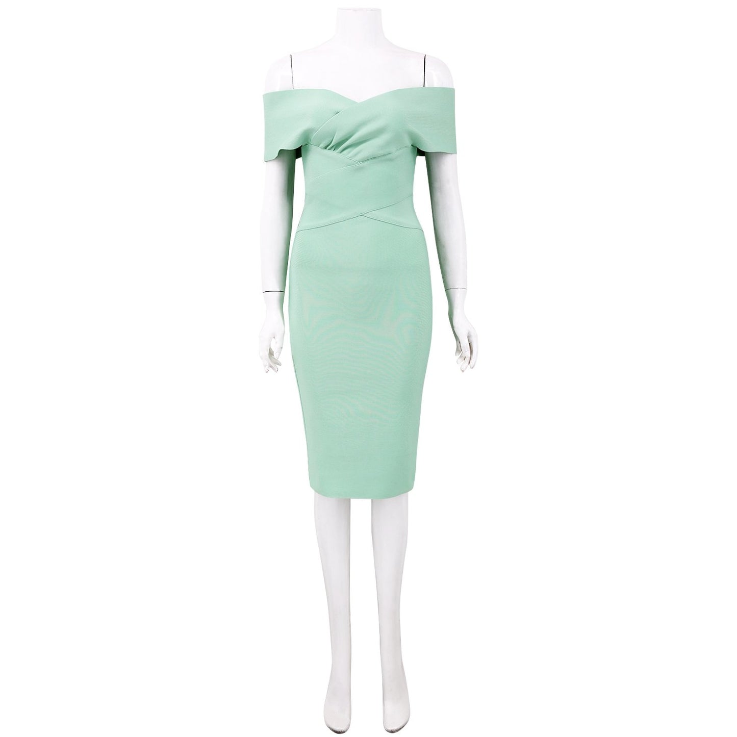 Women’s Strapless Bodycon Dress Knee Length Off Shoulder Bandage