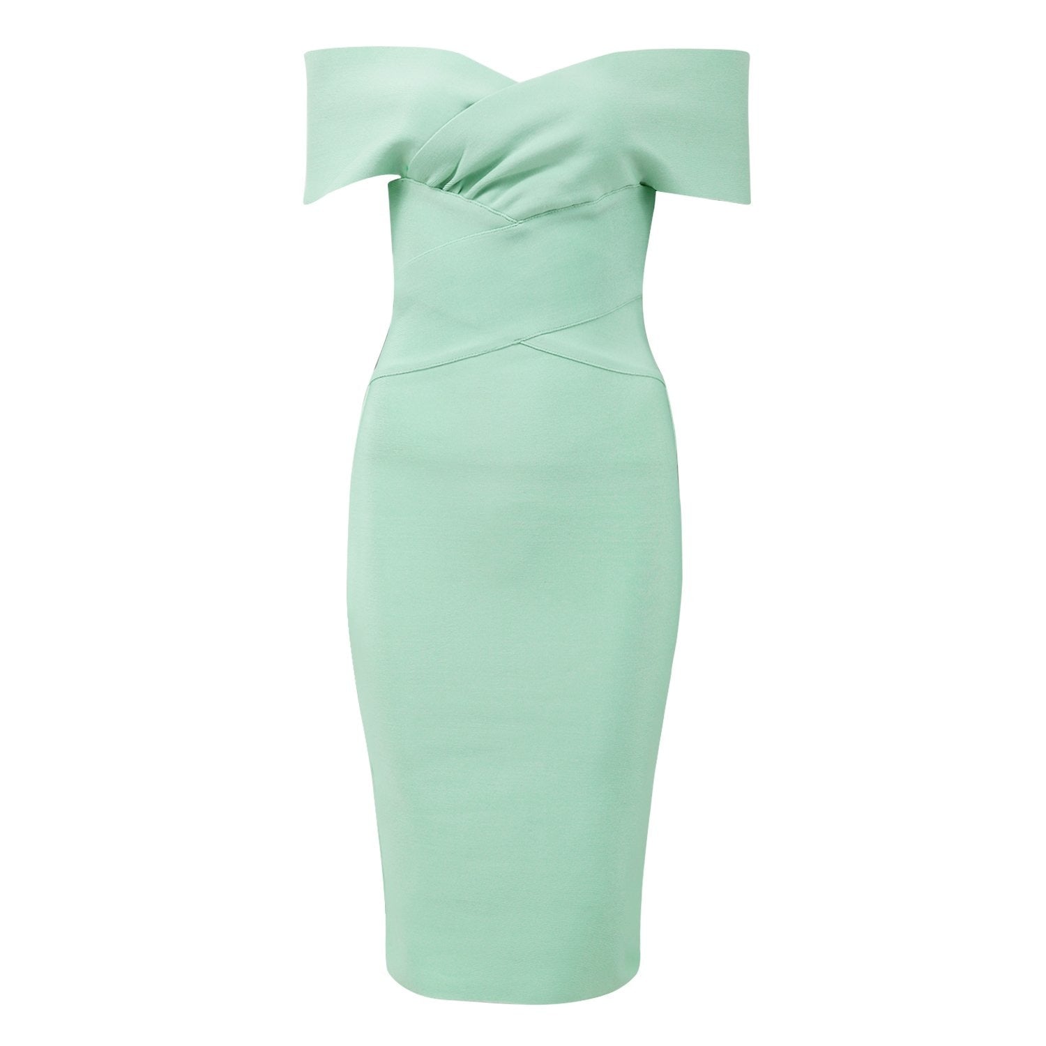 Women’s Strapless Bodycon Dress Knee Length Off Shoulder Bandage